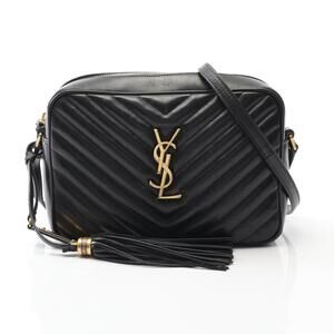 Saint Laurent Paris LOU Monogram Shoulder Bag Leather Black